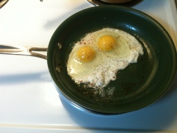 Eggs fried in real butter!